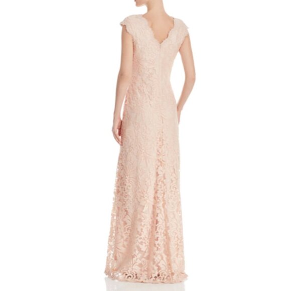 NWT Tadashi Shoji Cap Sleeve Embroidered Lace Gown Dress Primrose Size 0 - Picture 2 of 2